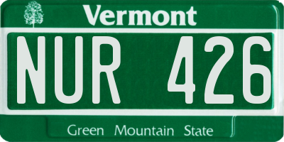 VT license plate NUR426