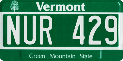 VT license plate NUR429