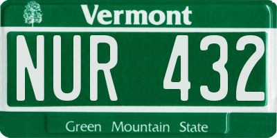 VT license plate NUR432
