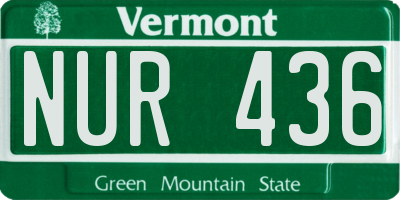VT license plate NUR436