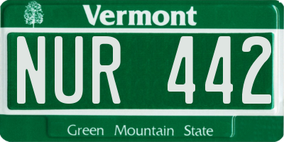 VT license plate NUR442