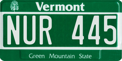 VT license plate NUR445