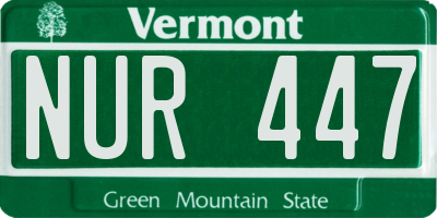 VT license plate NUR447