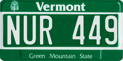 VT license plate NUR449