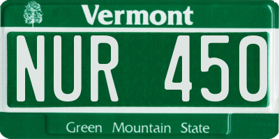 VT license plate NUR450