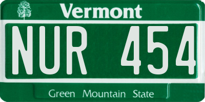 VT license plate NUR454