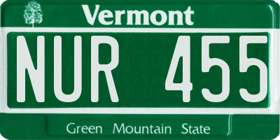 VT license plate NUR455