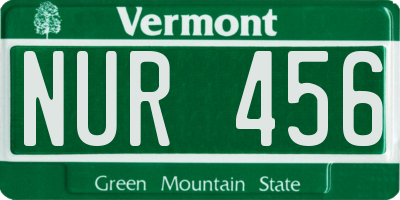 VT license plate NUR456