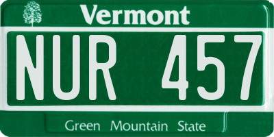 VT license plate NUR457