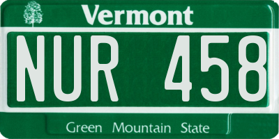 VT license plate NUR458