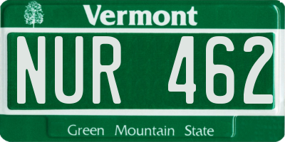 VT license plate NUR462
