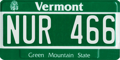 VT license plate NUR466