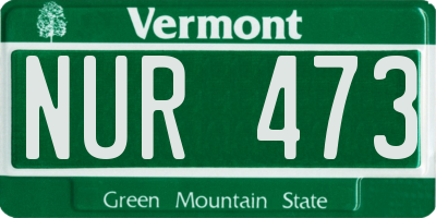 VT license plate NUR473