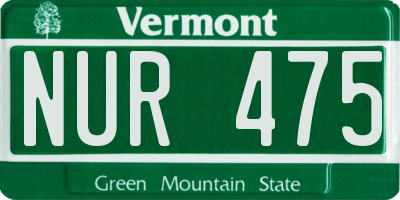 VT license plate NUR475