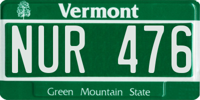 VT license plate NUR476