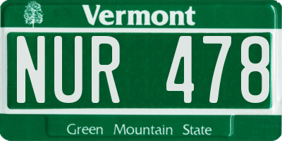 VT license plate NUR478