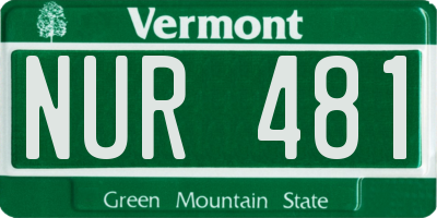 VT license plate NUR481