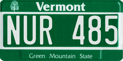VT license plate NUR485