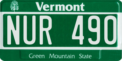 VT license plate NUR490