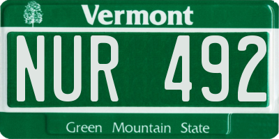 VT license plate NUR492