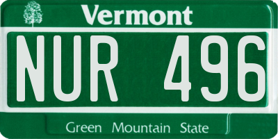 VT license plate NUR496