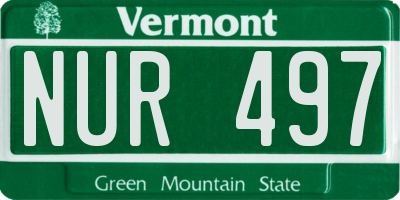 VT license plate NUR497