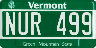 VT license plate NUR499