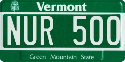 VT license plate NUR500