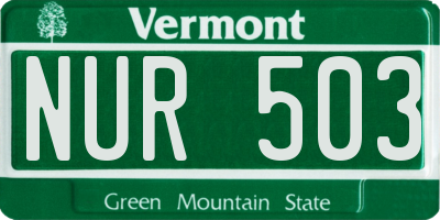 VT license plate NUR503