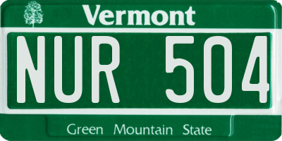 VT license plate NUR504