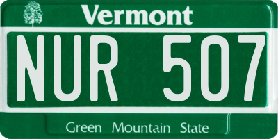 VT license plate NUR507