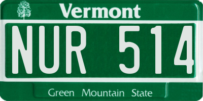 VT license plate NUR514