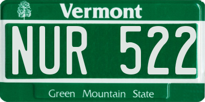 VT license plate NUR522