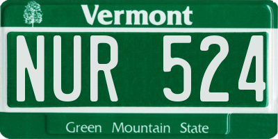 VT license plate NUR524