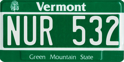 VT license plate NUR532