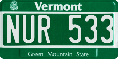 VT license plate NUR533