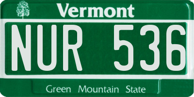 VT license plate NUR536