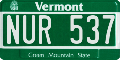 VT license plate NUR537