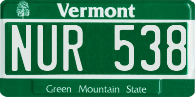 VT license plate NUR538