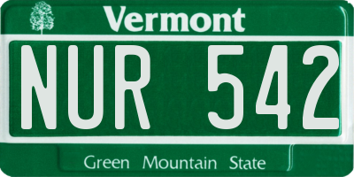 VT license plate NUR542