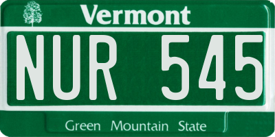 VT license plate NUR545
