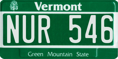VT license plate NUR546