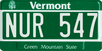 VT license plate NUR547