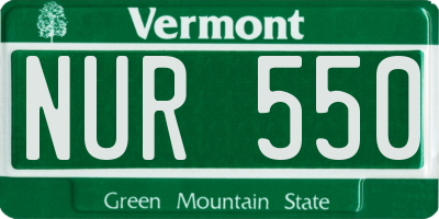 VT license plate NUR550