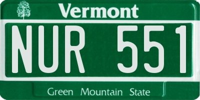 VT license plate NUR551