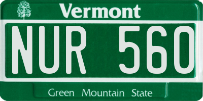 VT license plate NUR560