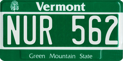 VT license plate NUR562
