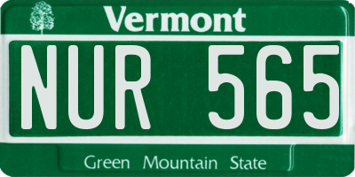 VT license plate NUR565