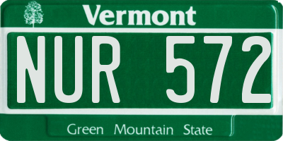 VT license plate NUR572