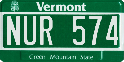 VT license plate NUR574